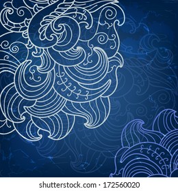 Blue card with lace flower