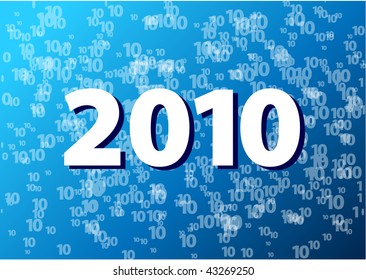 Blue card with number 2010.