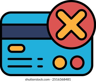 Una tarjeta azul con una X roja