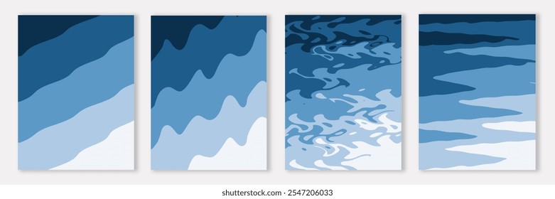 Conjunto de tarjeta azul. Paquete de diseño Abstractas. Ilustración vectorial para el Anuncio, cartel.