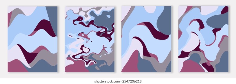 Blue card set. Abstract design bundle. Vector illustration for banner, poster.