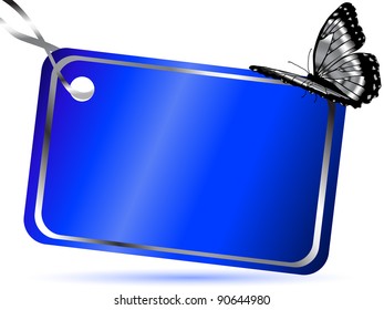 Blue card with the silver butterfly