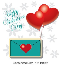 a blue card with some hearts in white background