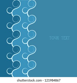 Blue card with vertical vignette with stylized waves