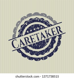 Blue Caretaker rubber grunge stamp