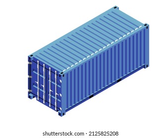 Blue cargo container or shipping container. Crtypo mining farm container concept vector illustration