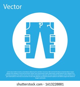 Blue Cargo pants icon isolated on blue background. White circle button. Vector Illustration