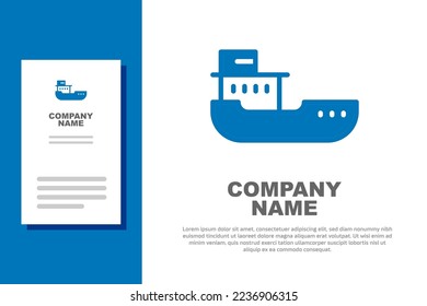 Blue Cargo Schiff Symbol einzeln auf weißem Hintergrund. Logo-Design-Element. Vektorgrafik