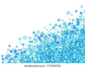 Blue carnaval confetti background made of dots. Snow Christmas pattern. 3d vector illustration for celebrate, anniversary party and birthday design