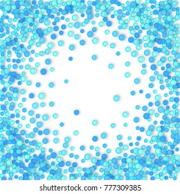 Blue carnaval confetti background made of dots. Snow Christmas pattern. 3d vector illustration for celebrate, anniversary party and birthday design