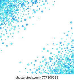 Blue carnaval confetti background made of dots. Snow Christmas pattern. 3d vector illustration for celebrate, anniversary party and birthday design