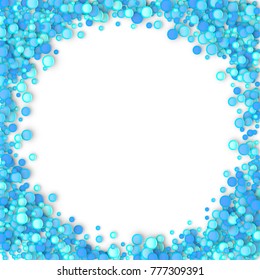 Blue carnaval confetti background made of dots. Snow Christmas pattern. 3d vector illustration for celebrate, anniversary party and birthday design