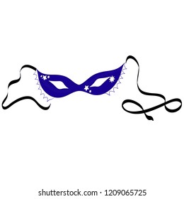 blue carnaval mask, hide face, secret person, holiday, theatre mask, isolated on white, stock vector illustration
