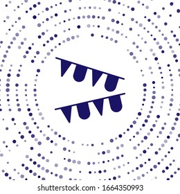Blue Carnival garland with flags icon isolated on white background. Party pennants for birthday celebration, festival decoration. Abstract circle random dots. Vector Illustration
