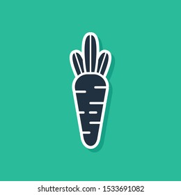 Blue Carrot icon isolated on green background.  Vector Illustration