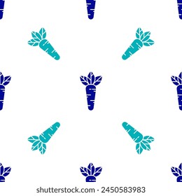 Blue Carrot icon isolated seamless pattern on white background.  Vector Illustration