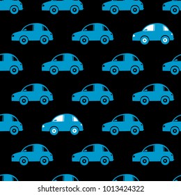 blue cars with white windows on the black back pattern