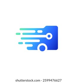 Blue Cart Trolley Autonomous Mobile Robot Car Logo Design Vector