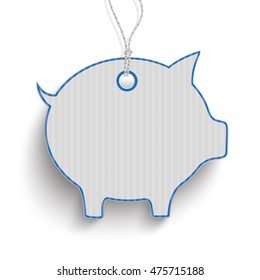 Blue carton price sticker piggy bank.  Eps 10 vector file.