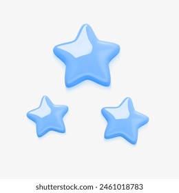 azul de dibujos animados 3D estrellas icono , juego, plump volumetría brillante estrellas, plástico, brillar estrellas