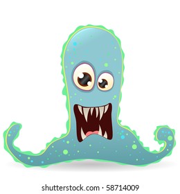 blue cartoon bacteria character