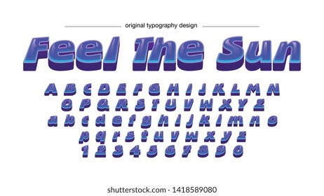 Blue Cartoon Bevel Shadow Typography Design