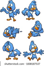 Blue cartoon bird. Vector clip art illustration with simple gradients. Each on a separate layer.
