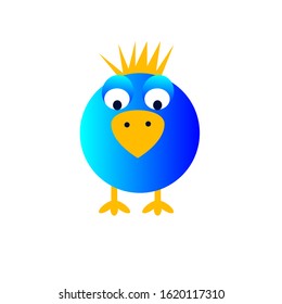 Blue cartoon bird. Vector illustration