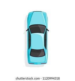 Top View Realistic Glossy Blue Car Stock Vector (Royalty Free) 1123132178