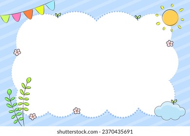 Blue cartoon cloud border vector background material