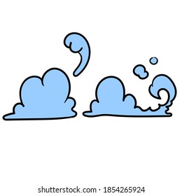 imagen de doodle en la nube azul de dibujos animados. ilustración vectorial del dibujo del doodle de dibujos animados