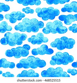 Blue cartoon cloud seamless abstract background. Vector illustration isolated eps 10.