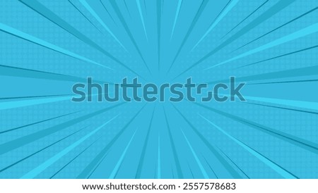 Blue cartoon comic background with pop art and halftone gradations. Vector illustration. Suitable for comics, prints, wallpapers, posters, etc.