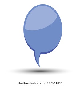 Blue cartoon comic balloon speech bubble without phrases and with shadow. Vector illustration.