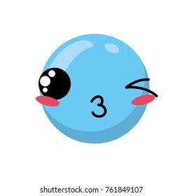 Blue cartoon face emoticon caricature and character theme Isolated design Vector illustration