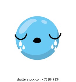 Blue cartoon face emoticon caricature and character theme Isolated design Vector illustration