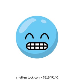 Blue cartoon face emoticon caricature and character theme Isolated design Vector illustration