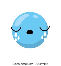 Blue cartoon face emoticon caricature and character theme Isolated design Vector illustration