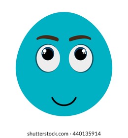 blue cartoon face with thinking expression over isolated background,vector illustration 