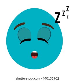 blue cartoon orbed face with sleepy expression over isolated background,vector illustration  