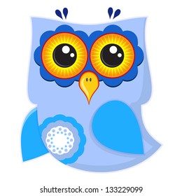 Blue cartoon Owl