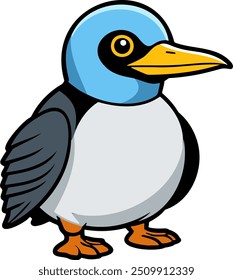 Pingüino azul de la historieta con los ojos Grandes