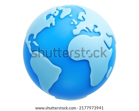 Blue cartoon planet Earth 3d vector icon on white background. Water Day or World Oceans Day concept. Earth Day or Saving Water concept
