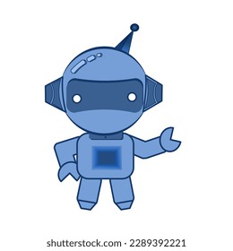 blue cartoon robot, ai genius concept