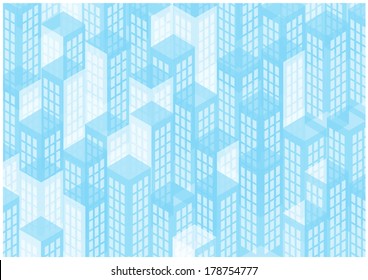blue cartoon skyscrapers