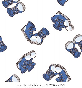 Pandillas de dibujos animados azules. Patrón transparente