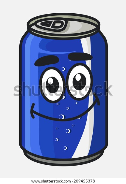 Blue Cartoon Soda Soft Drink Can Food And Drink Objects Stock Image