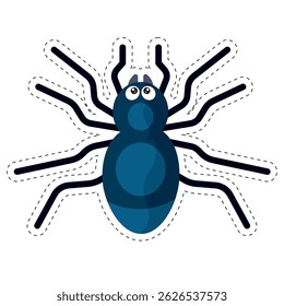 Blue cartoon spider bug. Vector illustration