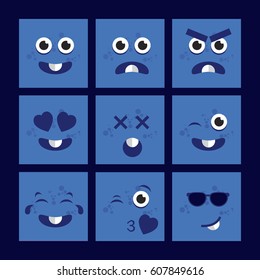 Blue Cartoon Square Emoticons