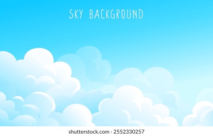 Blue cartoon style sky background illustration clouds and sky